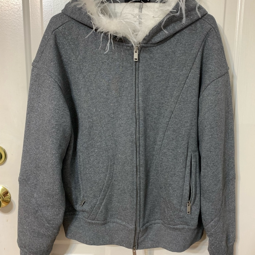 Gray Hooded Women's Blazer